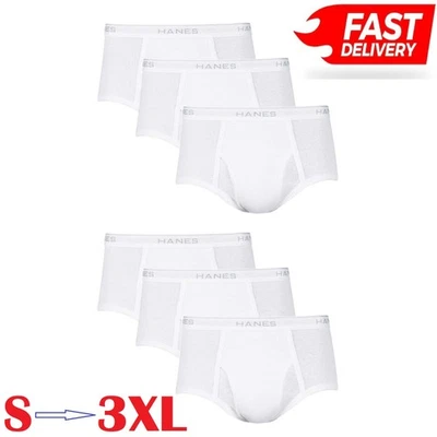 Hanes Briefs 6-Pack Men's Tagless Underwear White ComfortSoft Waistband Wicking - Image 1 of 4