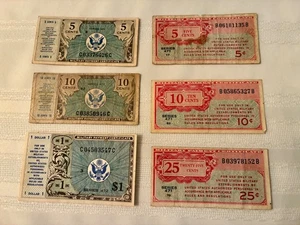 Military Payment Certificates Series 471 - 5c, 10c, 25c; 472 - 5c, 10c $1 - Picture 1 of 1