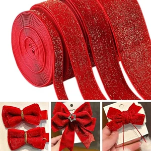 5 Yards Christmas Ribbon Red Gift Wrapping Decoration DIY Velvet Ribbons - Picture 1 of 14