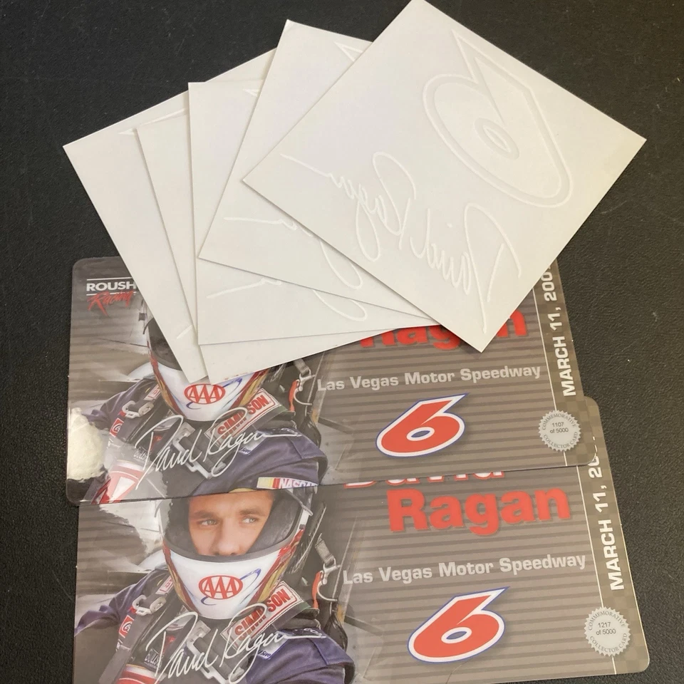 Calcomanías exclusivas David Ragan #6 5 tarjetas AAA de Las Vegas Motor Speedway 3/11/07 2x Foto 1 de 4