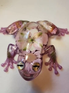 Pink Flower Resin Frog - Picture 1 of 3