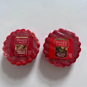 Lot of 2 Yankee Candle Tart Wax Melts Candle Sparkling Cinnamon Red Apple Wreath - Picture 1 of 1