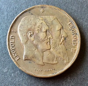 Belgique - Léopold II - Joli Module Bronze 1880 du 5 Francs - bronze - Picture 1 of 2