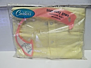 Vtg Carters LAYETTE Snap Easy GOWN Newborn Yellow Cotton Sealed - Picture 1 of 5