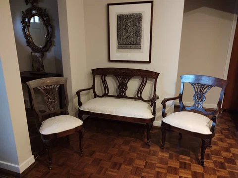 Chippendale Revival 3 Piece Livingroom or Parlor Furniture Set Cover