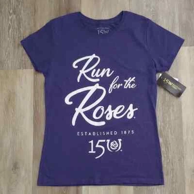 Camiseta para mujer Kentucky Derby 150th Run For The Roses púrpura talla M nueva con etiquetas Foto 1 de 4