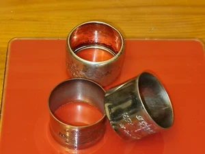 800 FRENCH SILVER FLORAL NAPKIN RING ENGRAVED BA + 2 PRINCE HARRY NAPKIN RINGS - Picture 1 of 8