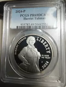 :2024-P S$1 HERRIET TUBMAN COMMEMORATIVE DOLLAR NEAR PERFECT PCGS PR69DCAM R4 - Picture 1 of 2