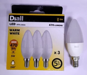 3x 5W (=40W) Diall LED Pearl Candle Light Bulbs 2700K SES E14 Lamps - Picture 1 of 1
