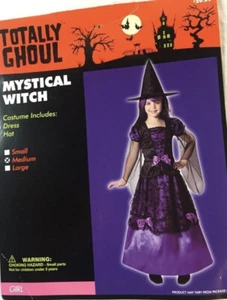 Totally Ghoul Halloween mystical witch girls medium costume With Hoop Bottom - Picture 1 of 6