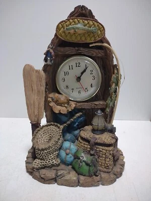 Tema Pesca Resina Cuarzo Escritorio Estante Reloj Pescador Cabaña Lodge Decoración Foto 1 de 4