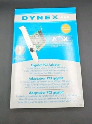 Dynex Gigabit PCI Ethernet Network NIC Computer Adapter Card DX-PCIGB New - Image 1 of 4