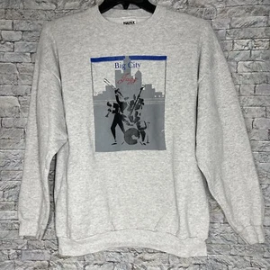 Vintage 90s Tultex Big City Jazz Music Crewneck Sweatshirt Made in USA Men's XL - Picture 1 of 10
