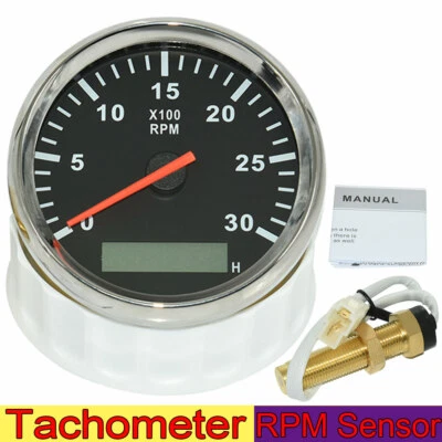 85mm Boat Marine Tachometer Diesel Engine Tacho Gauge 3000 With 16mm RPM Sensor - Image 1 of 4