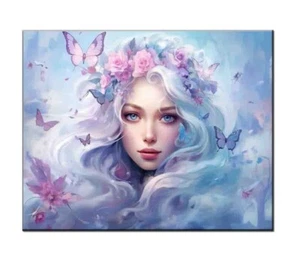 Home Wall Artwork Decor Fairies Flowers Oil Painting Picture Printed On Canvas - Picture 1 of 8