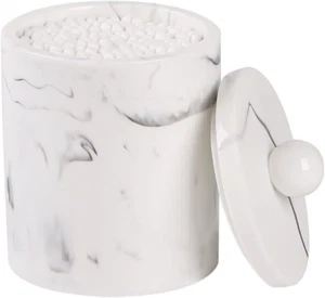 Bathroom Qtip Holder Dispenser with Lid,Vanity Cotton Swab Holder,Resin Cotton B - Picture 1 of 12