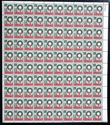 Soco Stamps US Scott #1205 Christmas Wreath  Sheet- 1962  Mint Never Hinged - Image 1 of 2