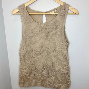 Banana Republic Floral Tulle Mesh Tank Top Women’s Medium Taupe EUC Ballet Core - Picture 1 of 5