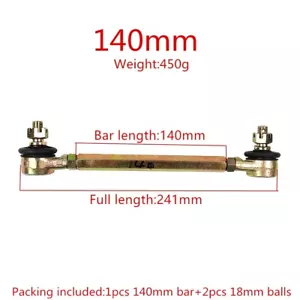 18mm Left Right Thread Ball Joint M10 Inner 140mm/5.51" Steering Tie Rod Linkage - Foto 1 di 12