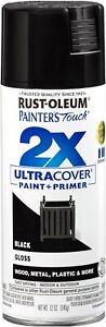 Rust-Oleum 334026 Painter's Touch 2X Ultra Cover Spray Paint, 12 oz, Gloss Black