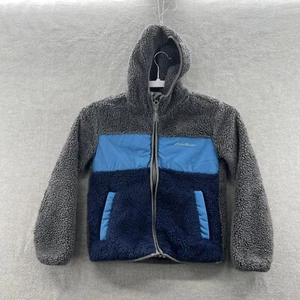 Eddie Bauer kids boys gray sherpa hooded zipped pocket jacket size xs (5/6) - Picture 1 of 8