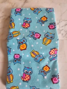 Cuddle Prints Owl Fannel Blue Turquoise Cotton Fabric Size 1yd X 45 - Picture 1 of 2