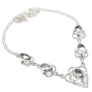 White Topaz Gemstone Handmade 925 Sterling Silver Jewelry Necklaces Size 18" - Picture 1 of 1