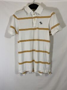 Abercrombie & Fitch Polo Shirt Mens Small Muscle Fit White Stripe Y2K Skater