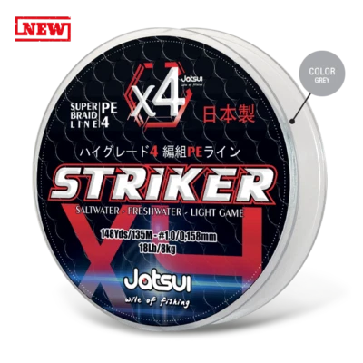MULTIFIBRA TRECCIATO PESCA SPINNING EGING JATSUI STRIKER X4 BRAID 150mt   #GREY - Immagine 1 di 2