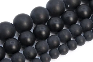 Natural Matte Black Agate Beads Grade AA Round Loose Beads 4/6/8/10/15-16MM - Picture 1 of 13