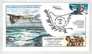 1991 COLLINS HANDPAINTED C128 AIRMAIL HARRIET QUIMBY WOMEN AVIATION & MICHIGAN - Picture 1 of 1