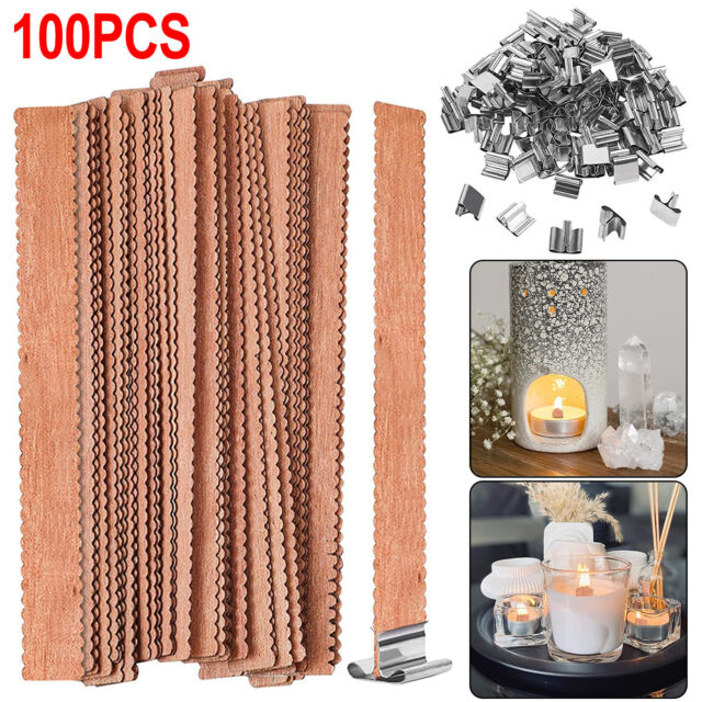 100Pcs DIY Wooden Iron Candle Wicks Core Sustainer for Candle Making  Supplies US