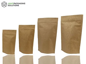 STAND UP KRAFT PAPER/ALUMINIUM POUCH/HEAT SEAL /GRIP SEAL/250-3000 ml/FOOD GRADE - Picture 1 of 11
