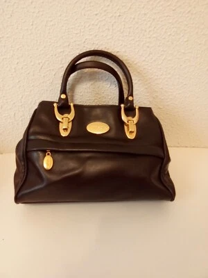 Capezio Women's Brown Gold Tone Faux Leather Double Handle Snap Zip Handbag - Image 1 of 4