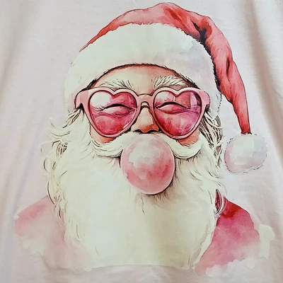 Camiseta Bella + L Rosa Gráfica Papá Noel Chicle Corazón Gafas Navidad Foto 1 de 4