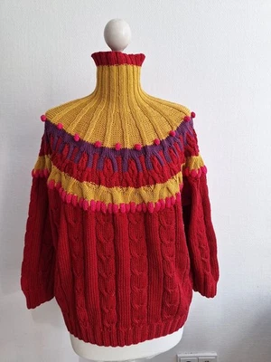 Pullover bunt handgestrickt circa Größe S tolles Muster sehr gute Habdarbeit - Bild 1 von 4