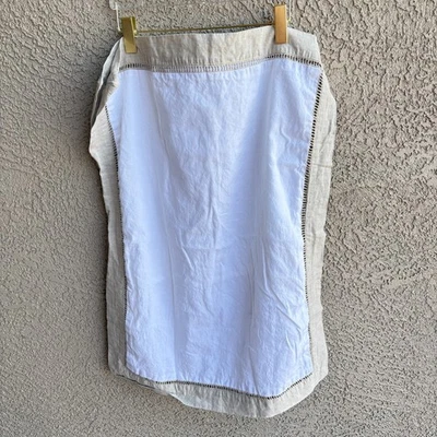 2 Everhome Reid Ladder Stitch Linen Blend White and Tan Pillow Shams Standard - Image 1 of 4