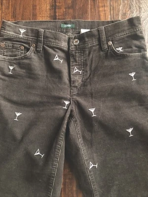 Pantalones de Pana J.Crew Marrón Rosa Bordado Martini’s Talla 2 Foto 1 de 4