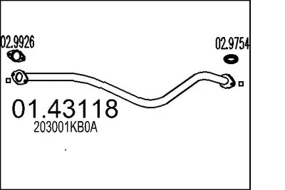 MTS 01.43118 Exhaust Pipe for NISSAN - Bild 1 von 3