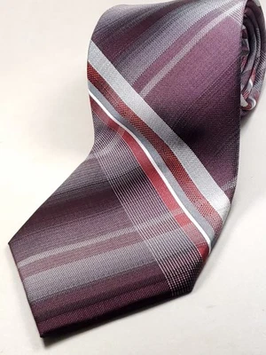 Corbata a Cuadros VAN HEUSEN 65" Extra Larga Para Hombre Borgoña Rojo Plata Blanca NUEVA Foto 1 de 3