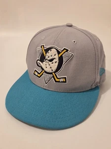 NEW ERA Anaheim Mighty Ducks Wool Snapback Hat Cap Gray Vintage - Picture 1 of 9