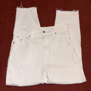 Pantalones de mezclilla Gap Cheeky rectos tiro alto desgastados para mujer 12 regulares blancos 31 X 26,5 - Imagen 1 de 7