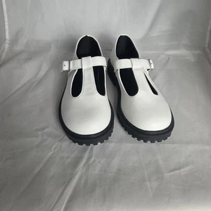 Antiguo Zapatos Azul Marino Niñas Talla 1 Blanco T Correa Hebilla Suela Escolar Vestido Plano - Imagen 1 de 8