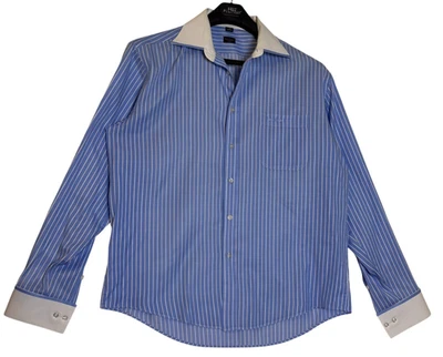 AUTHENTIC PAUL SMITH LONDON Winchester Style Dress Shirt US 17 EU 43 Blue Stripe - Image 1 of 4