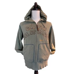 NOS '12 NWT DIESEL Full Zip Hoodie 100% Cotton Distressed Khaki Green - Picture 1 of 8