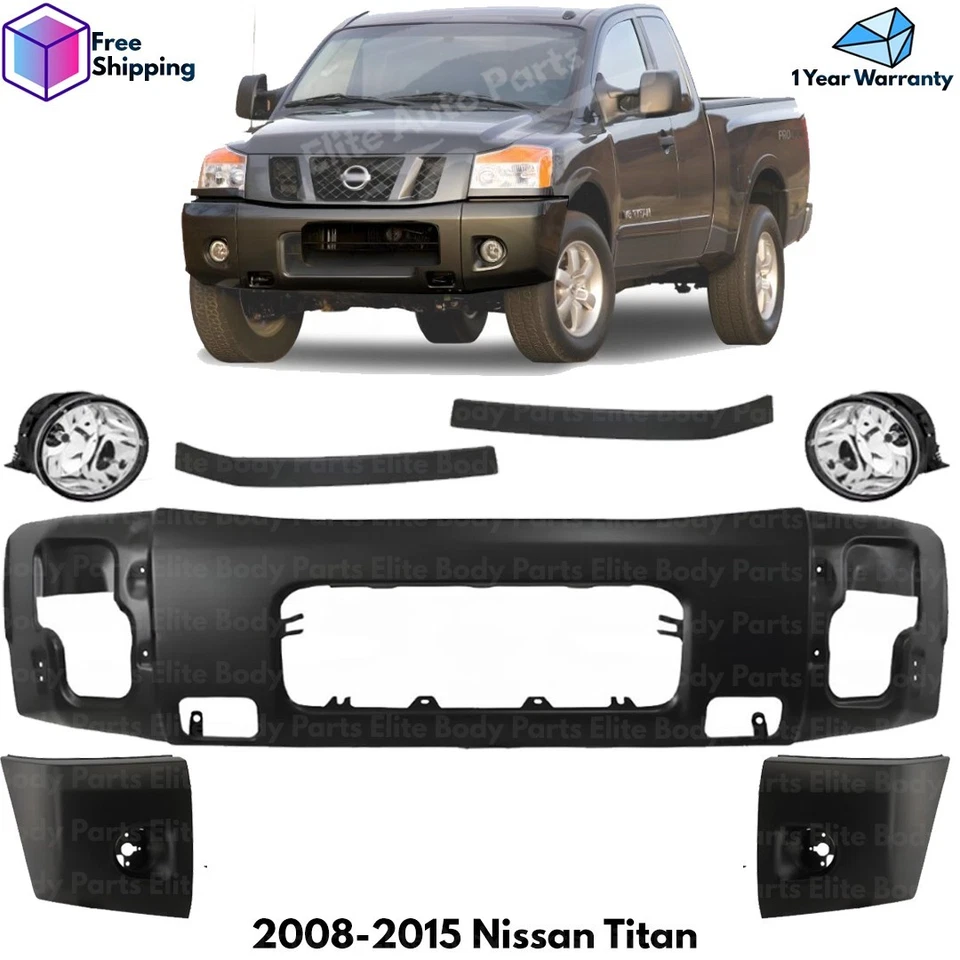 Front Bumper Paintable Steel & Fog Lights Kit For 2008-2015 Nissan Titan Foto 1 de 4