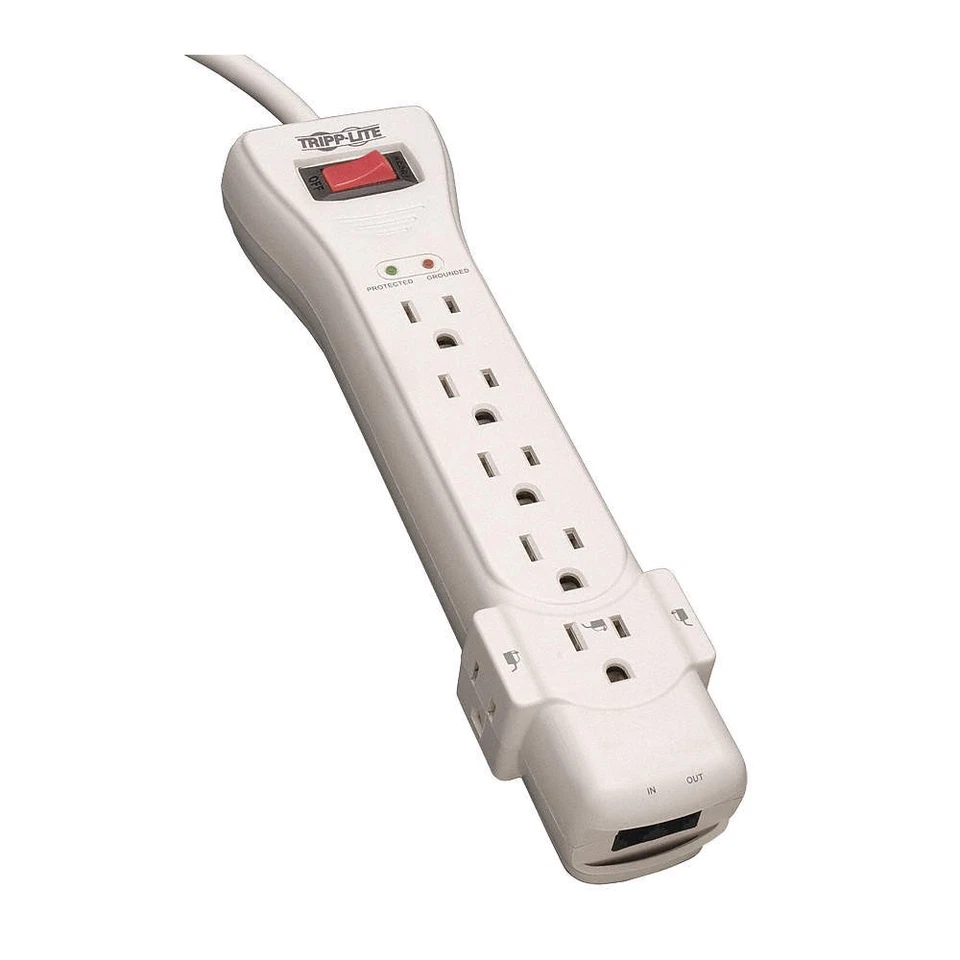 TRIPP LITE SUPER 7 TEL 15 Datacom Surge Protector,7 Outlet,Wht 3TA16 - Image 1 of 1