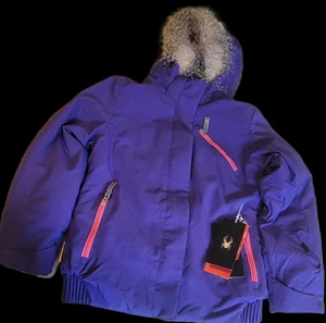 Spyder Winter Snow Coat for Girl's S 12 Hooded Jacket Lola Removable Hood & Trim - Picture 1 of 6