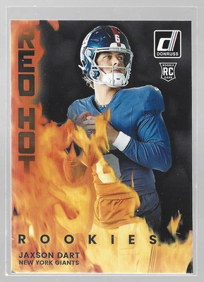 2025 PaninI Donruss Jaxson Dart Red Hot Rookies Insert 🏈New York Giants🏈 - Image 1 of 2