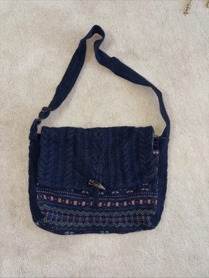 Ralph Lauren Vintage Cabled Knit Shoulder Bag Fair Isle NWT  - Image 1 of 4